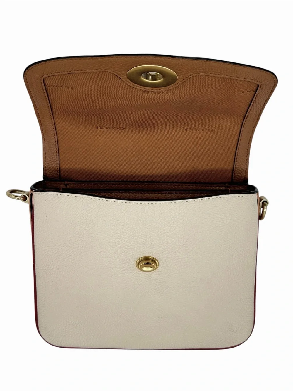 Coach Cassie Crossbody 19 in Colorblock Polished Pebbled Leather, Straps & Chain